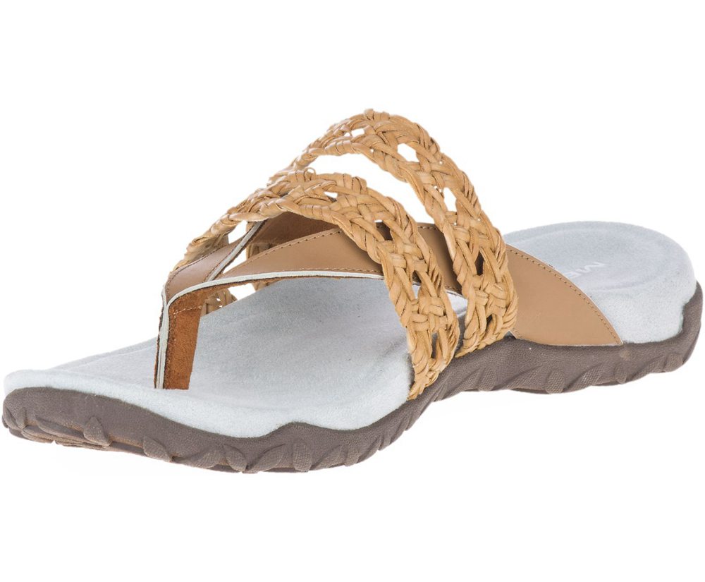 Sandalias Mujer - Merrell Terran Braid Thong - Marrones/Blancas - OIBV-59637